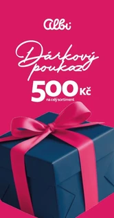 Dárkový poukaz v hodnotě 500 Kč na nákup celého sortimentu zboží v prodejnách ALBI. Seznam prodejen 
