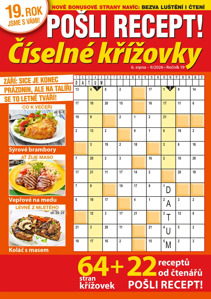 Pošli recept číselné křížovky